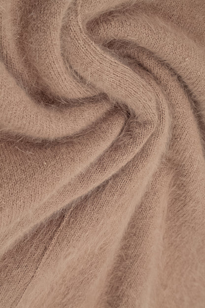 Rounded Hem Soft Taupe Angora Sweater 5