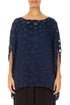 Royal Blue Devoré Bubble Silk Velvet Blouse 1