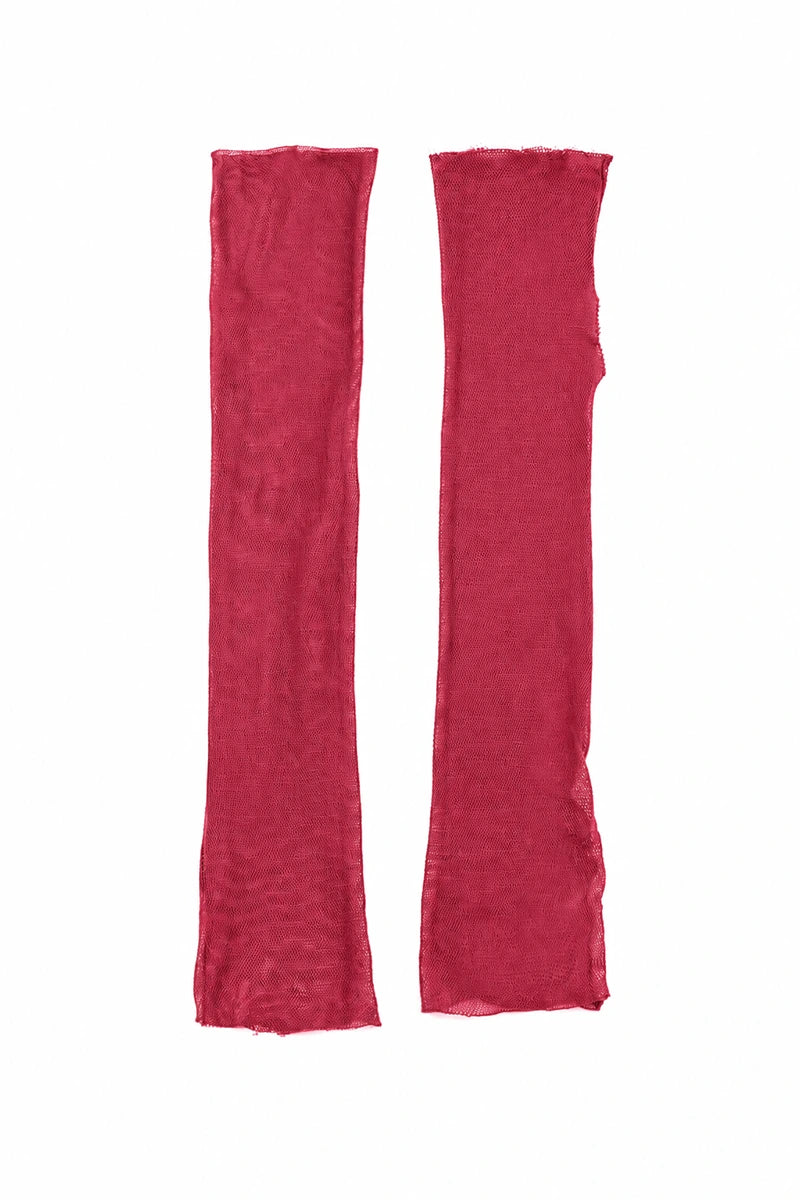 Weiche Handgelenkwärmer aus Rubinrot-Mesh und Baumwolle