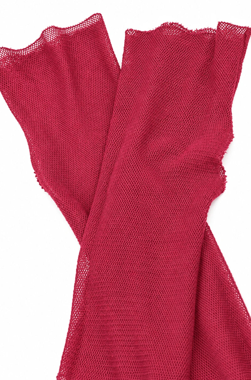 Weiche Handgelenkwärmer aus Rubinrot-Mesh und Baumwolle