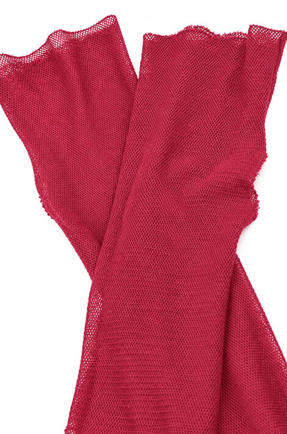 Weiche Handgelenkwärmer aus Rubinrot-Mesh und Baumwolle