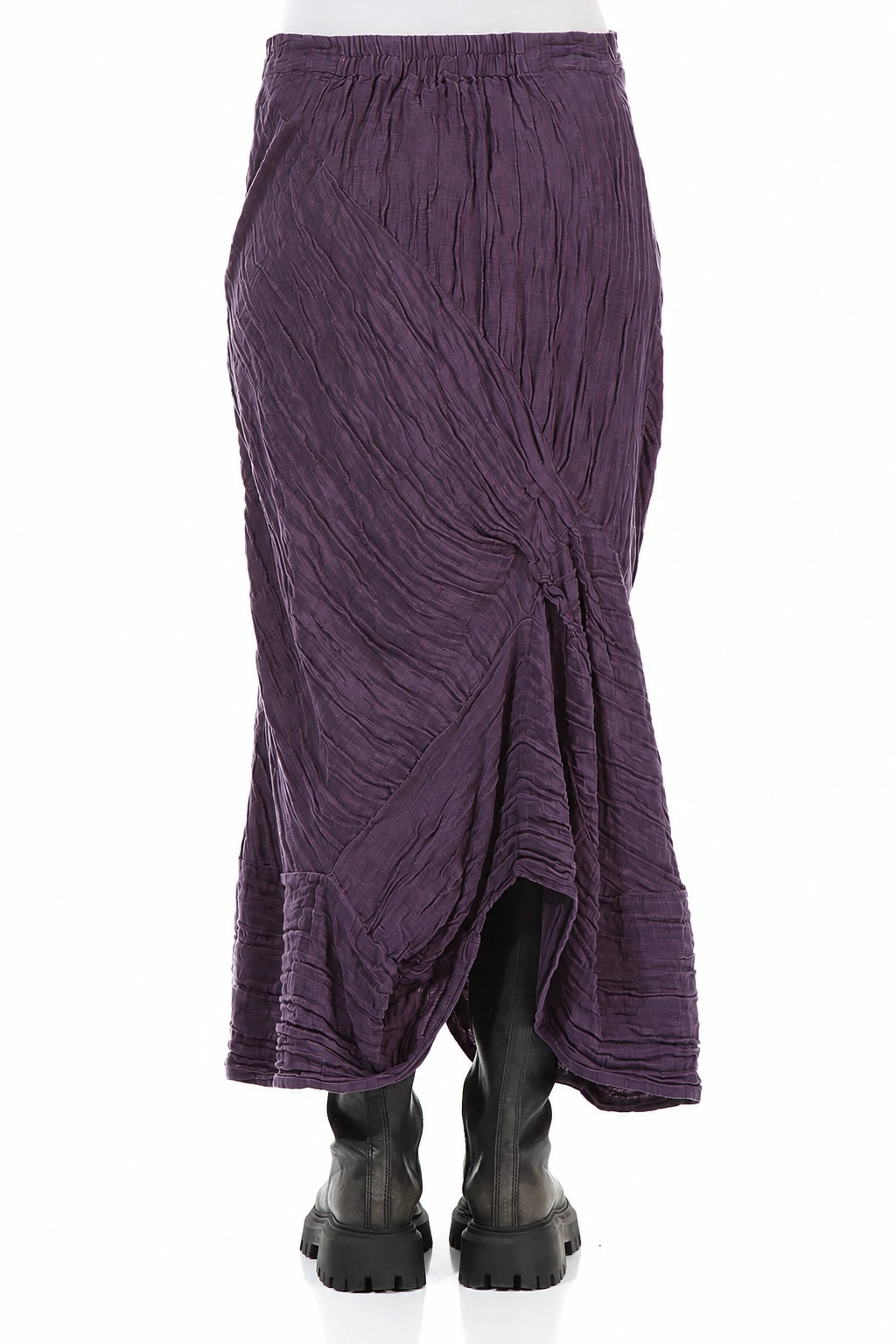 Ruched Crinkled Purple Silk Linen Skirt 2