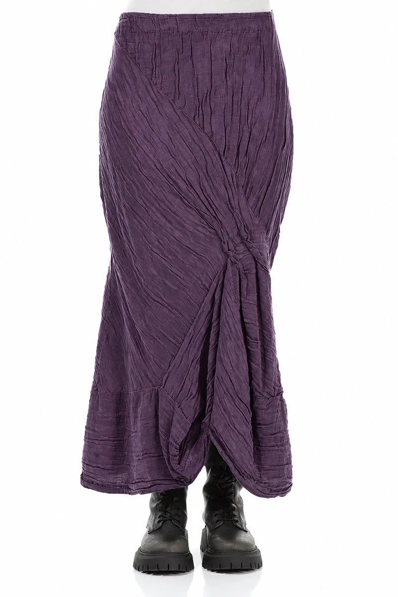Ruched Crinkled Purple Silk Linen Skirt 1