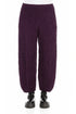 Ruched Hem Deep Plum Crinkled Silk Linen Trousers 1