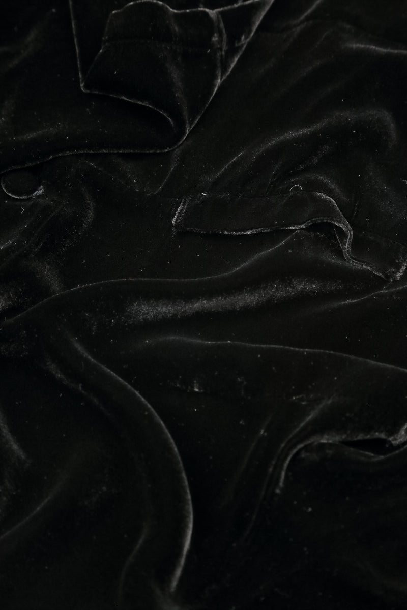 Ruched Pockets Black Silk Velvet Jacket - Coat 6