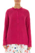 Ruffle Neck Fuchsia Linen Cardigan 1