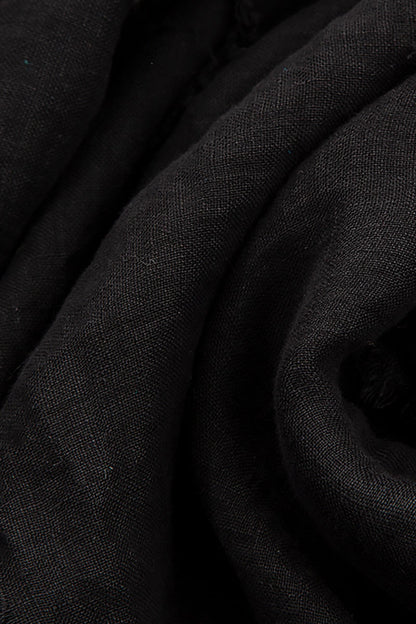 Ruffled Black Gauze Linen Blouse 5