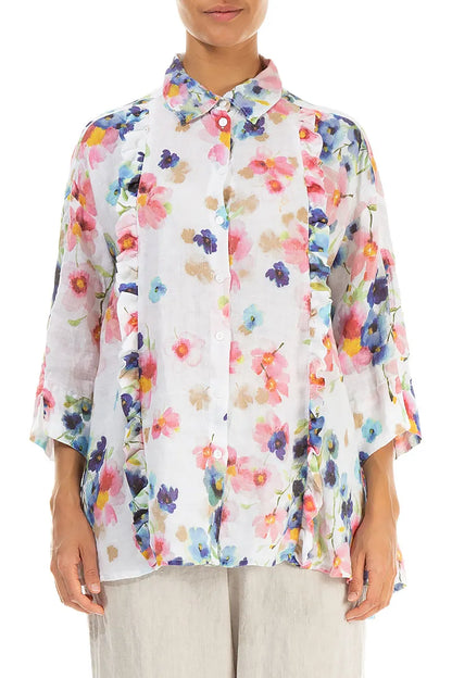 Ruffled Front Primrose Linen Shirt 1