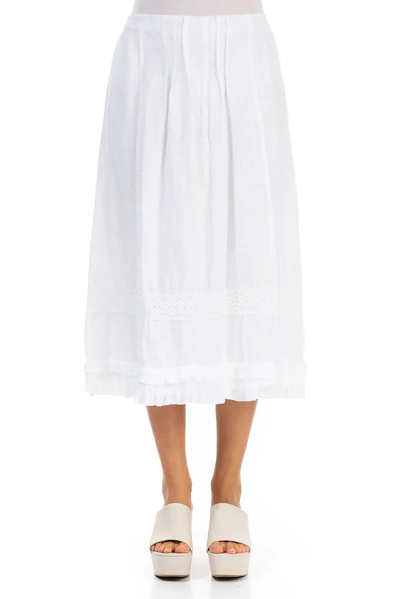 Ruffled Lace White Linen Skirt 1