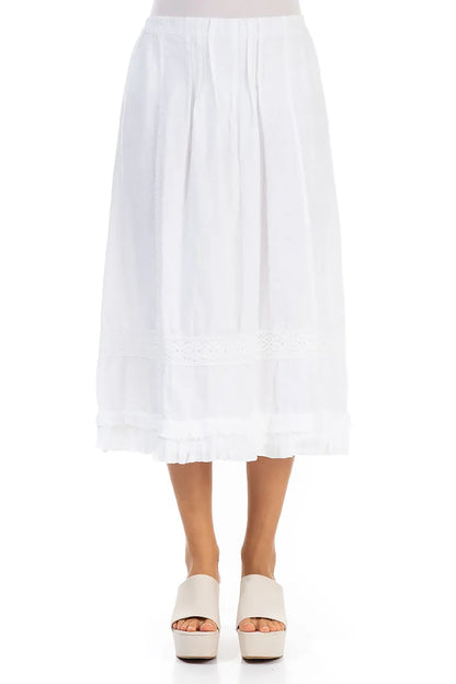 Ruffled Lace White Linen Skirt 1