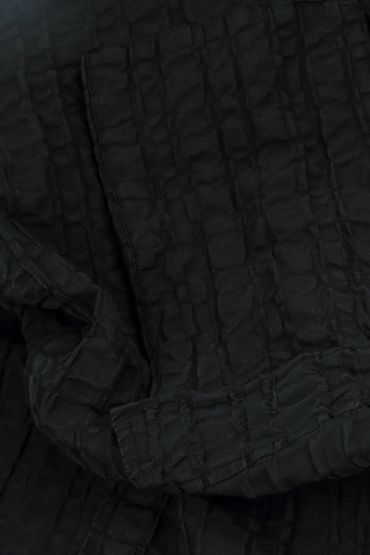 Flared Black Checkered Linen Cotton Jacket 5