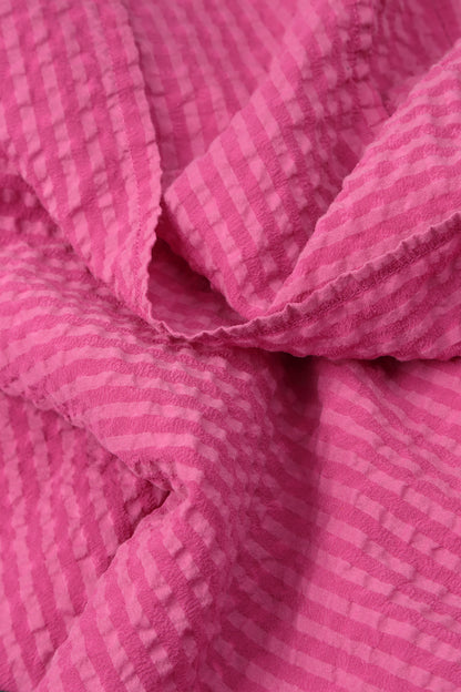 Loose Fuchsia Textured Silk Shirt 5