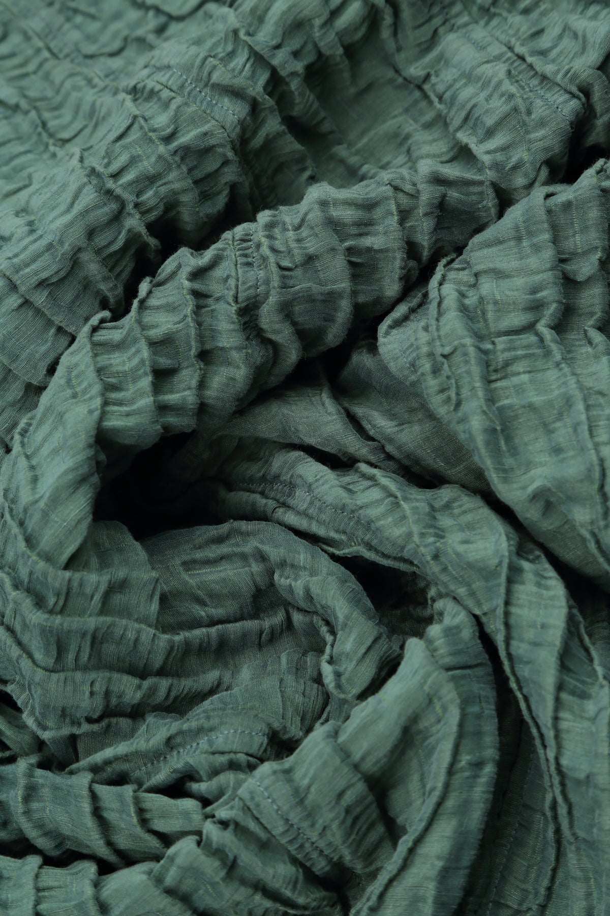 Dropped Edge Crinkled Sage Silk Linen Jacket 5