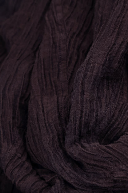 Flared Deep Plum Crinkled Silk Skirt
