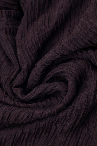 Flared Deep Plum Crinkled Silk Skirt