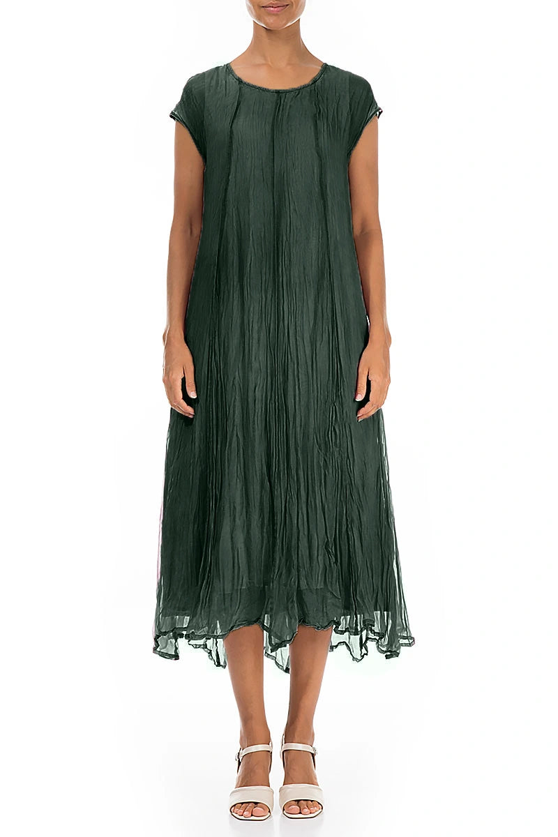 Sage Crumpled Silk Chiffon Dress 2
