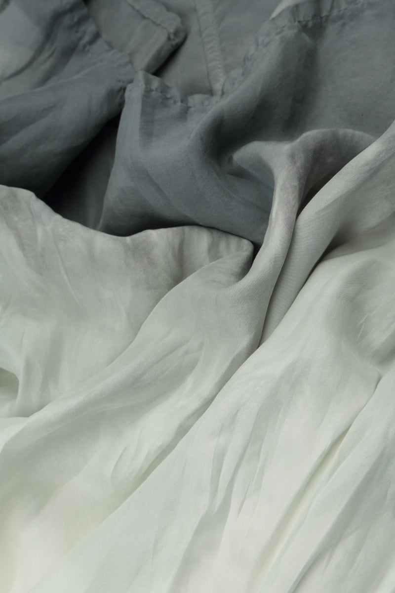 Sage Ombré Crumpled Pure Silk Skirt 5