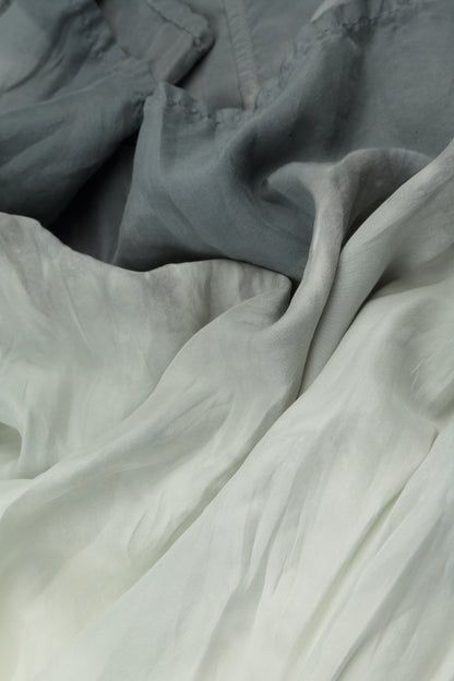 Sage Ombré Crumpled Pure Silk Skirt 5