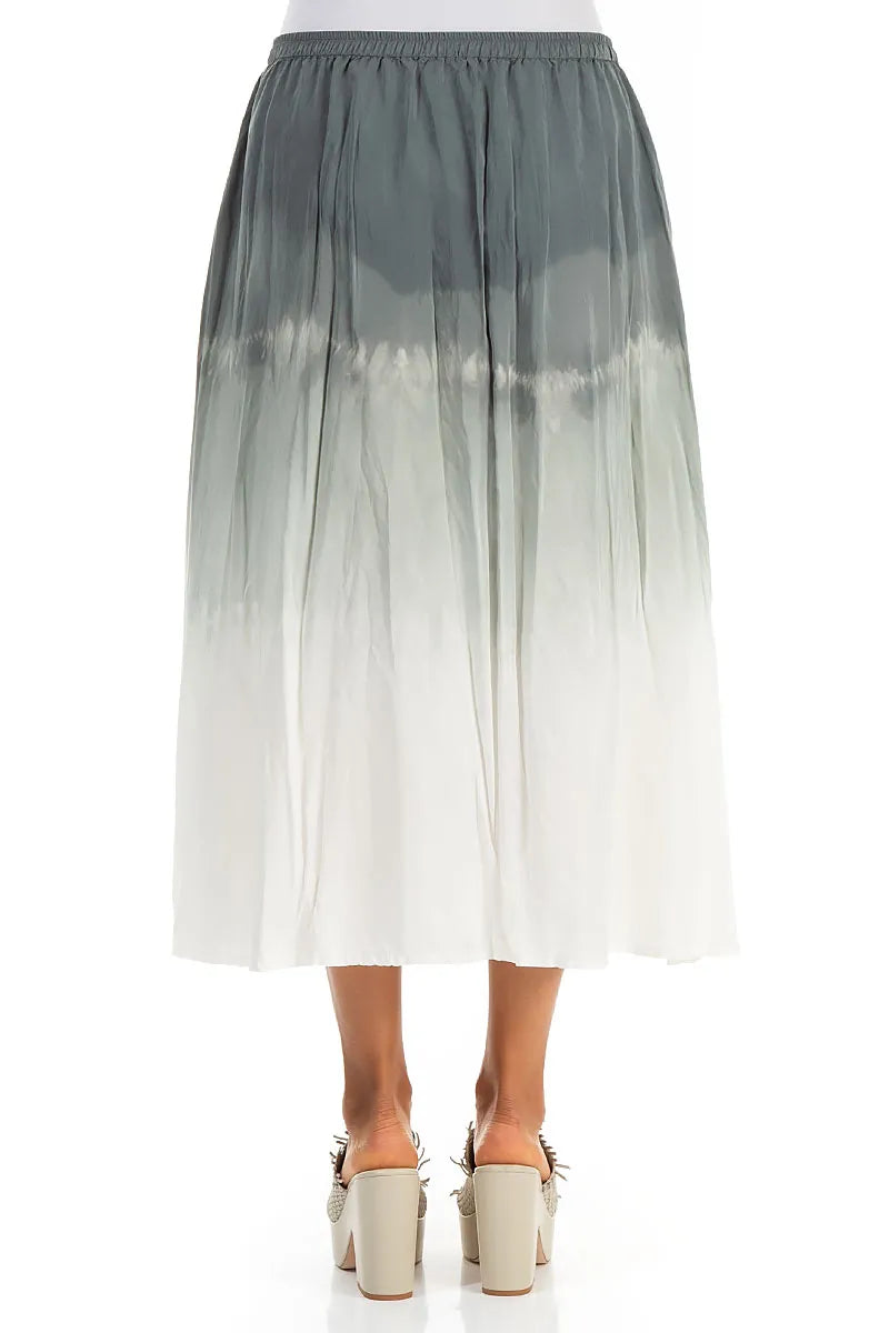 Sage Ombré Crumpled Pure Silk Skirt 2