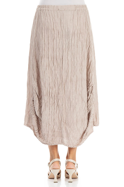 Sculpted Hem Beige Crinkled Skirt 2