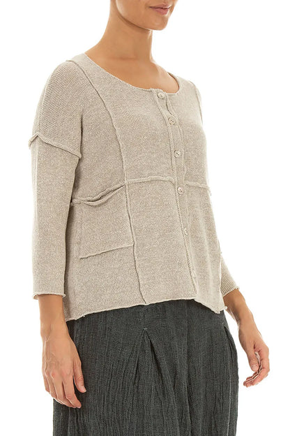 Seam Detail Natural Linen Cardigan 3