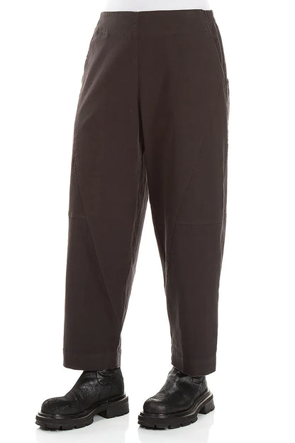 Seamed Warm Charcoal Stretch Cotton Trousers 3