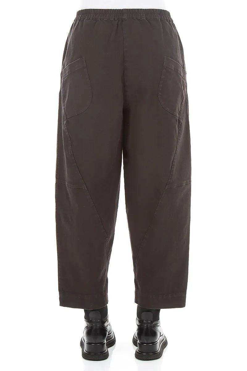 Seamed Warm Charcoal Stretch Cotton Trousers 2