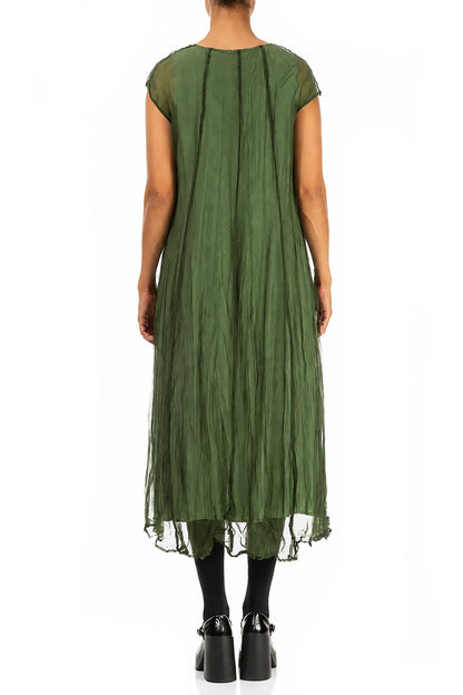 Shamrock Green Crumpled Silk Chiffon Dress 2