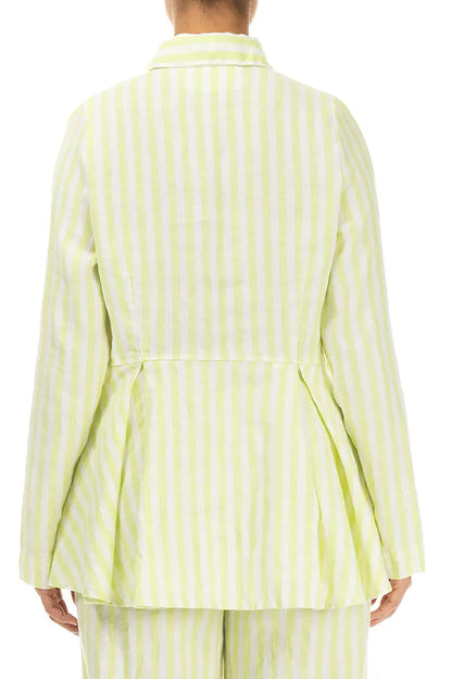 Shaped Lime Striped Linen Shirt 3