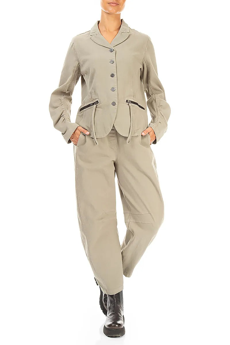 Shaped Olive Grey Stretch Cotton Jacket 4