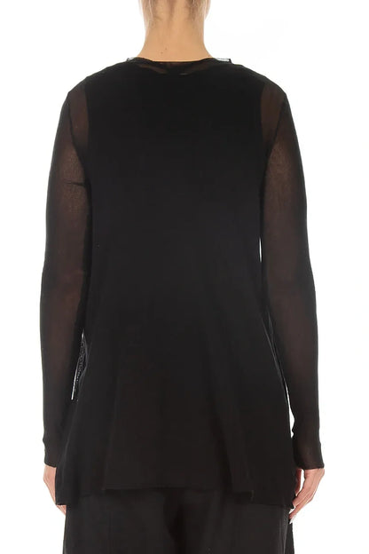 Sheer Black Mesh Soft Cotton Blouse 2