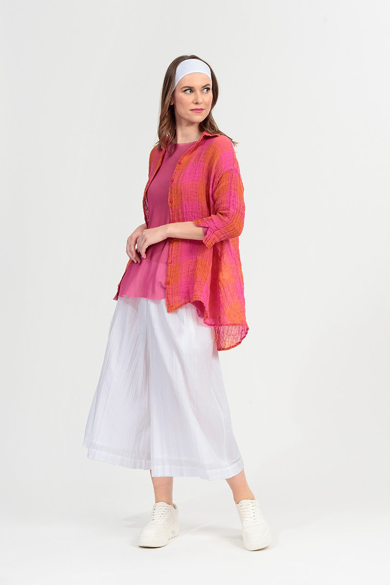 Sheer Fuchsia Mesh Soft Cotton Blouse 6