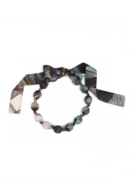 Short Art Mosaic Silk Bamboo Bead Necklace 4
