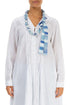 Short Blue Wash Stripe Silk Bamboo Bead Necklace 1