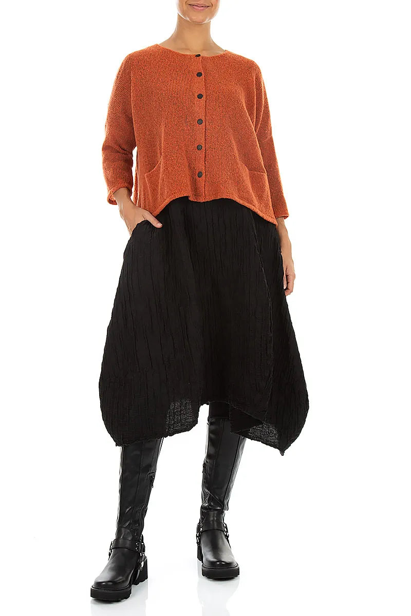 Kurze lockere Strickjacke aus Wolle in Orange