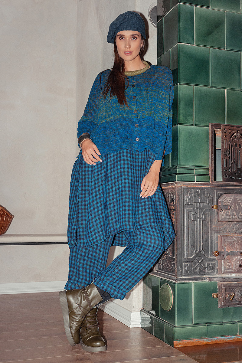Loose Teal Mélange Wool Cardigan 1