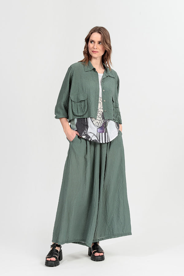 Short Sage Textured Silk Jacket 1