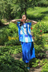 Short Sleeves Blue Brushstroke Silk Bamboo Top 1