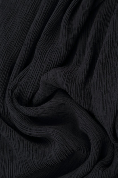 Short Sleeves Flared Black Silk Viscose Dress 5