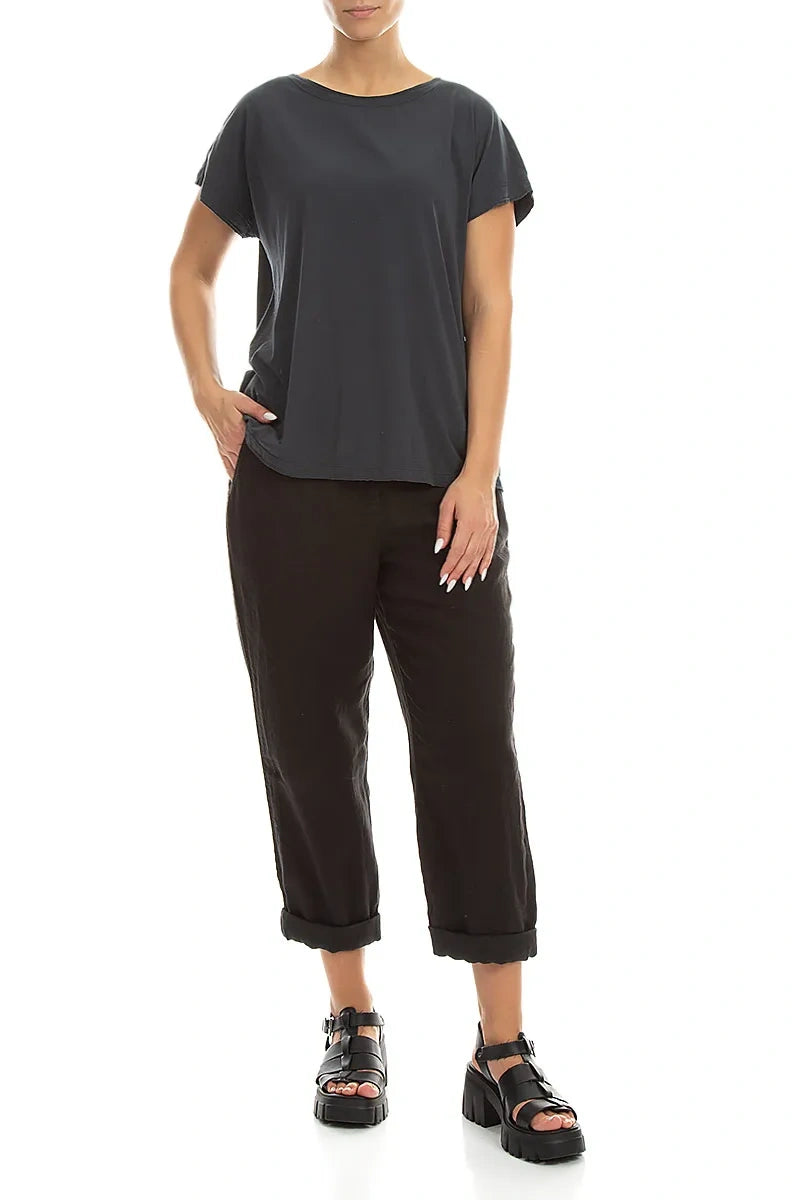 Short Sleeves Graphite Cotton Top 4