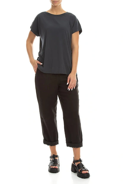 Short Sleeves Graphite Cotton Top 4