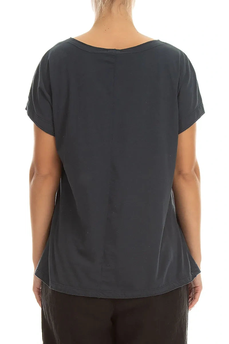 Short Sleeves Graphite Cotton Top 2
