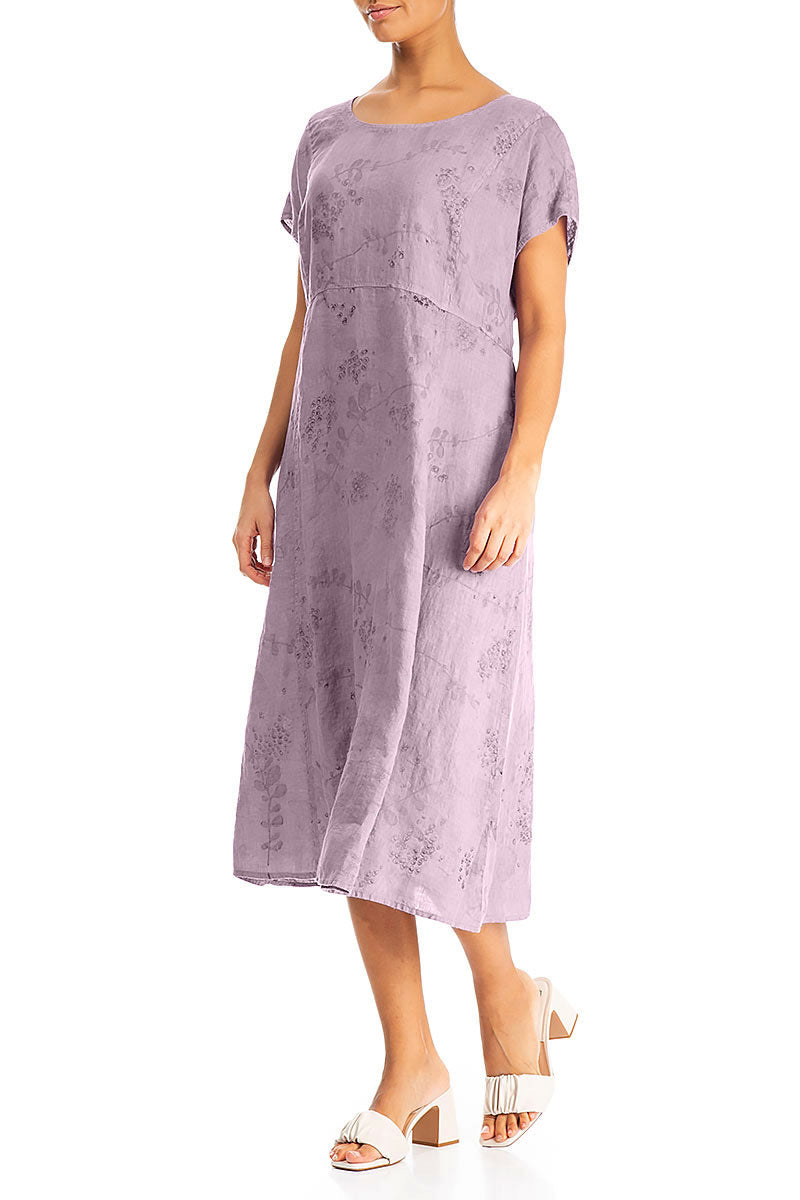 Short Sleeves Lilac Blossom Linen Dress 3