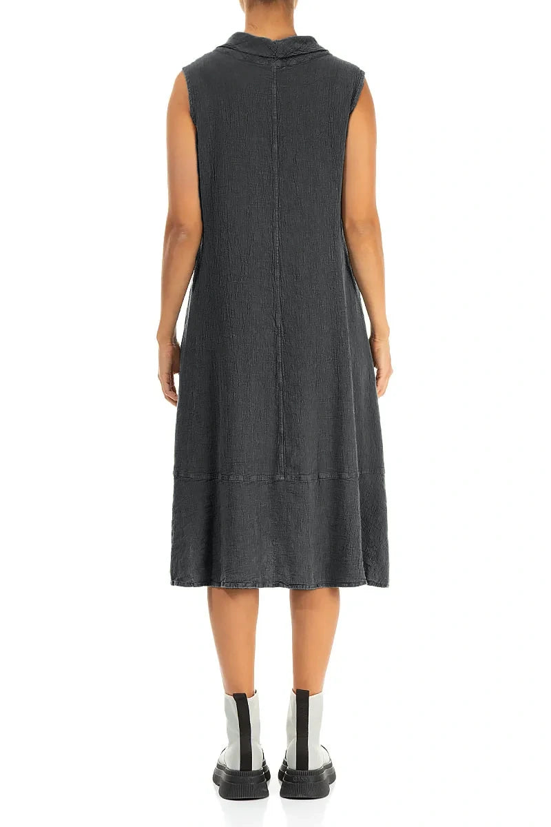 Side Pocket Graphite Linen Viscose Dress 2
