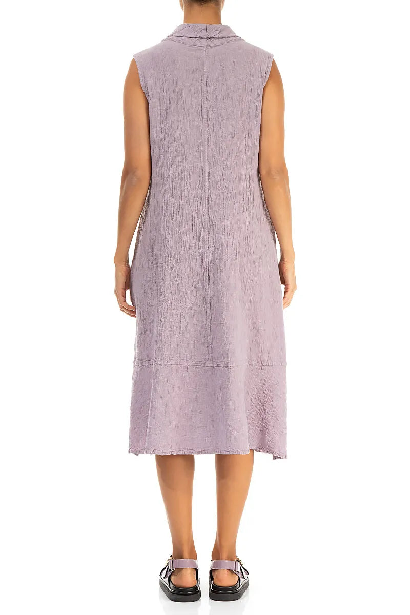 Side Pocket Lilac Linen Viscose Dress 2