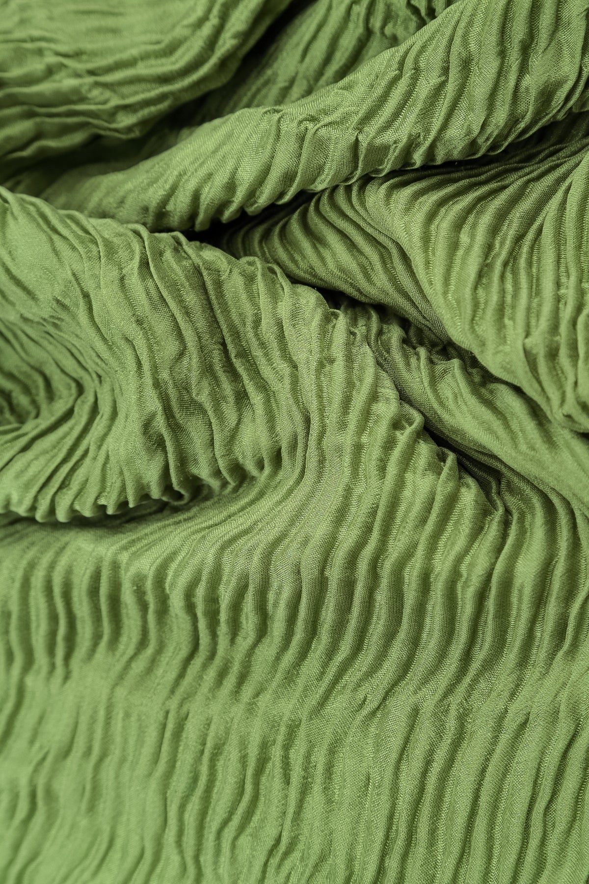 Side Pockets Shamrock Green Plissé Silk Blouse
