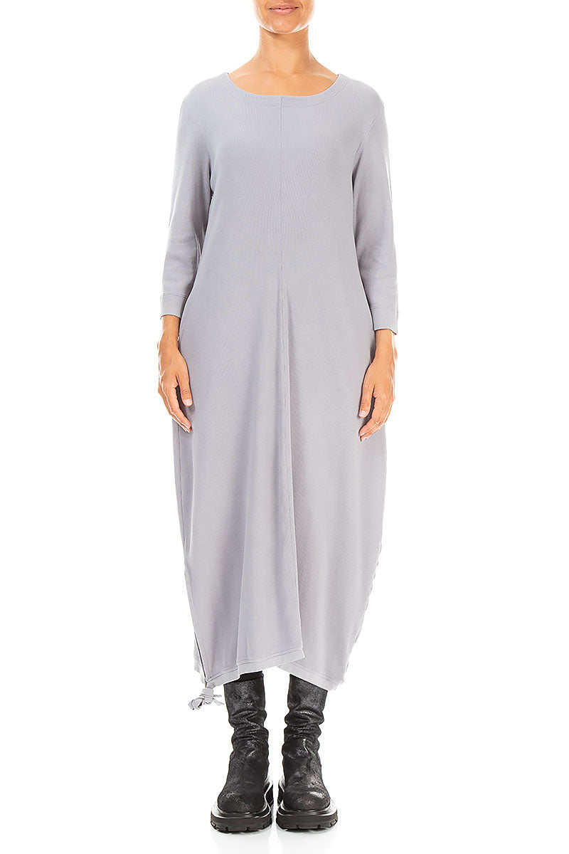 Side Tie Balloon Light Grey Cotton Dress 1