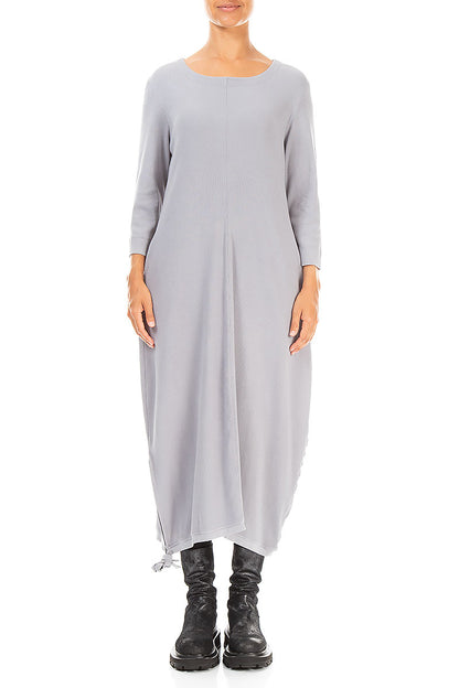 Side Tie Balloon Light Grey Cotton Dress 1