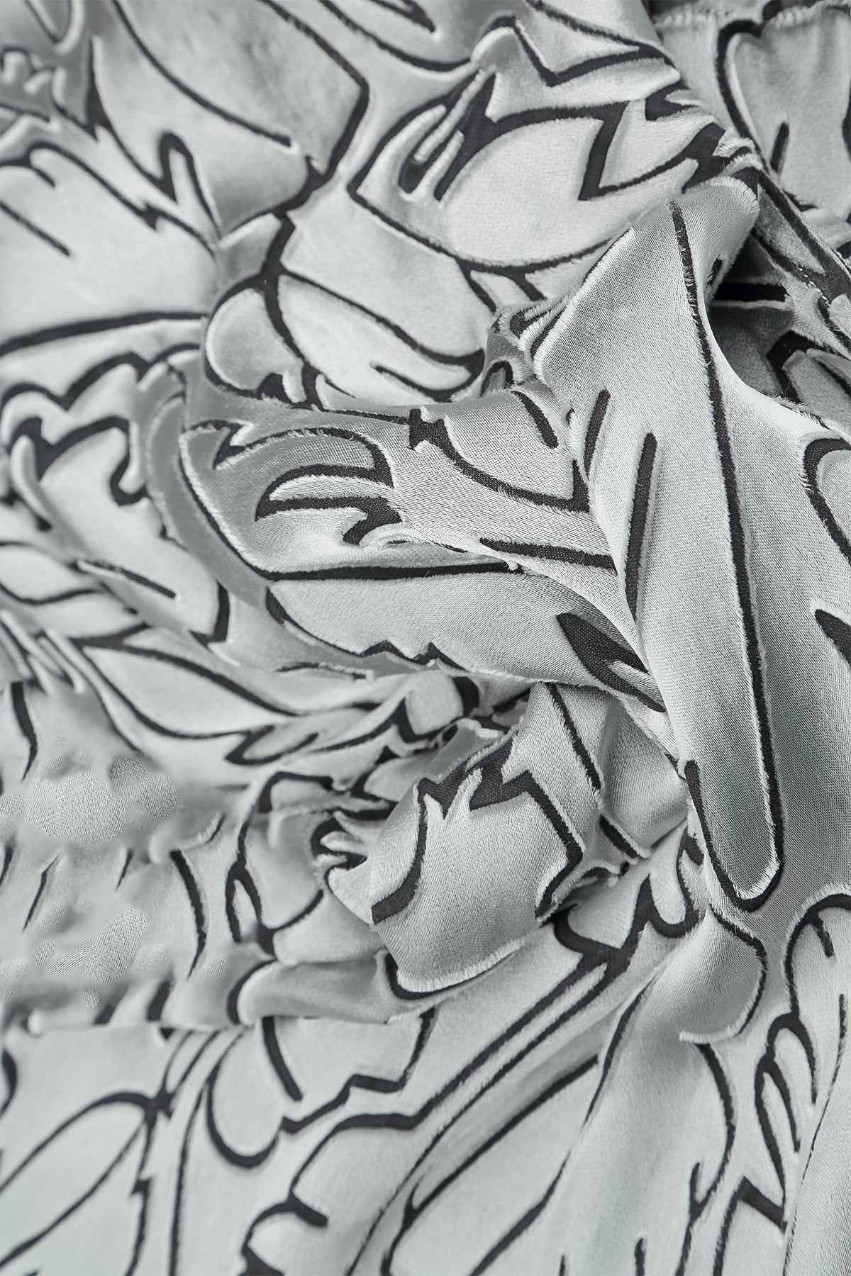 Silver Devoré Feather Silk Scarf 5