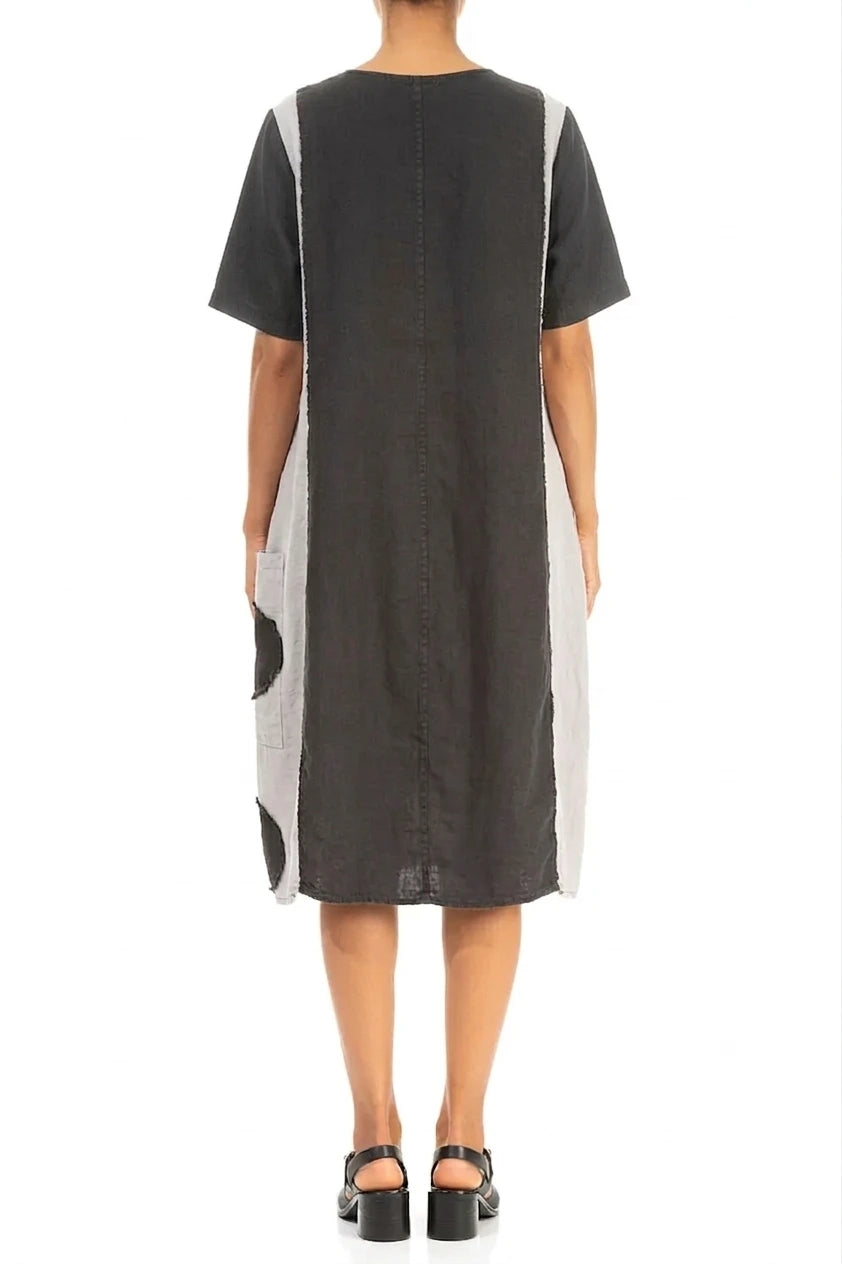 Silver Grey Petal Linen Dress 2